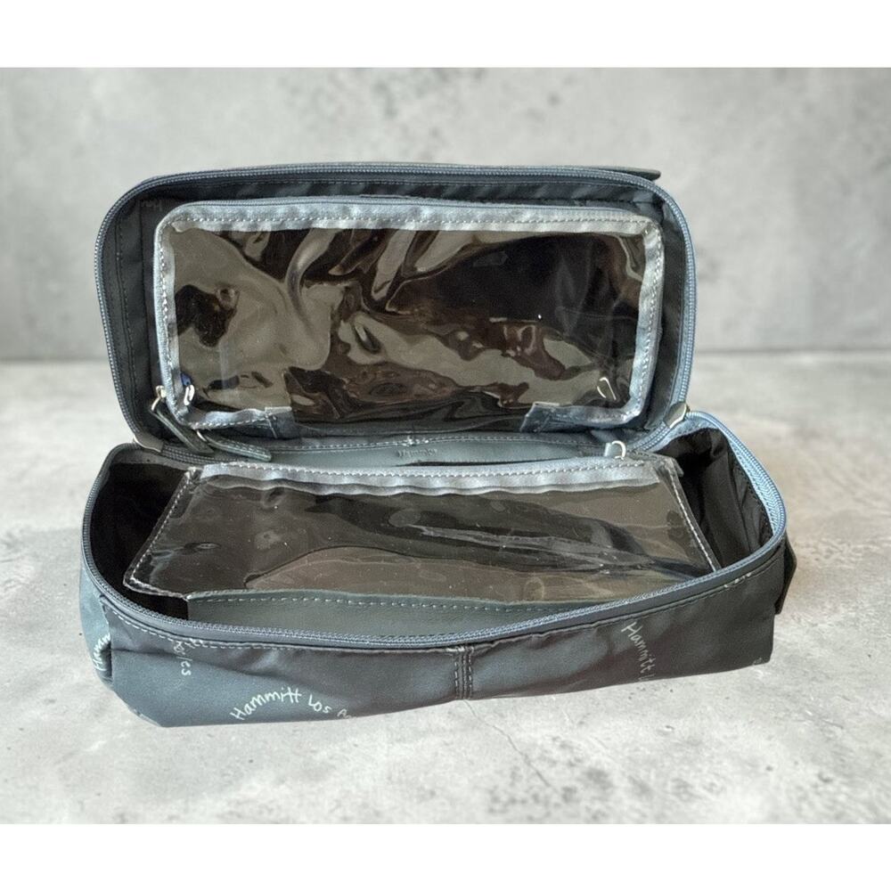 Hammitt Logo Dopp Kit Travel Toiletry Case Organizer Gray Blue Nylon Leather Zip - Picture 8 of 12
